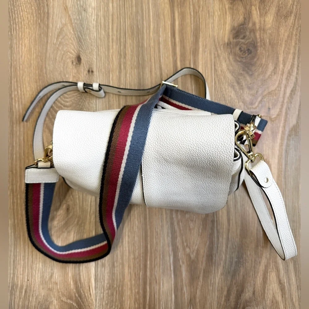 Gianni Chiarini Italian Leather White Saddle Crossbody Bag Suede Lined EUC